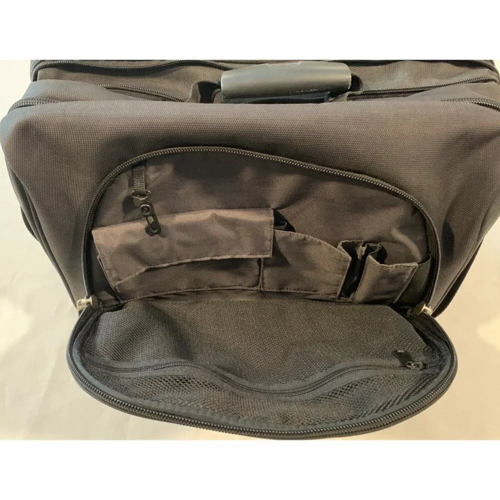 Eddie Bauer Black Nylon Laptop Bag Adjustable Strap Multiple Compartments Padded
